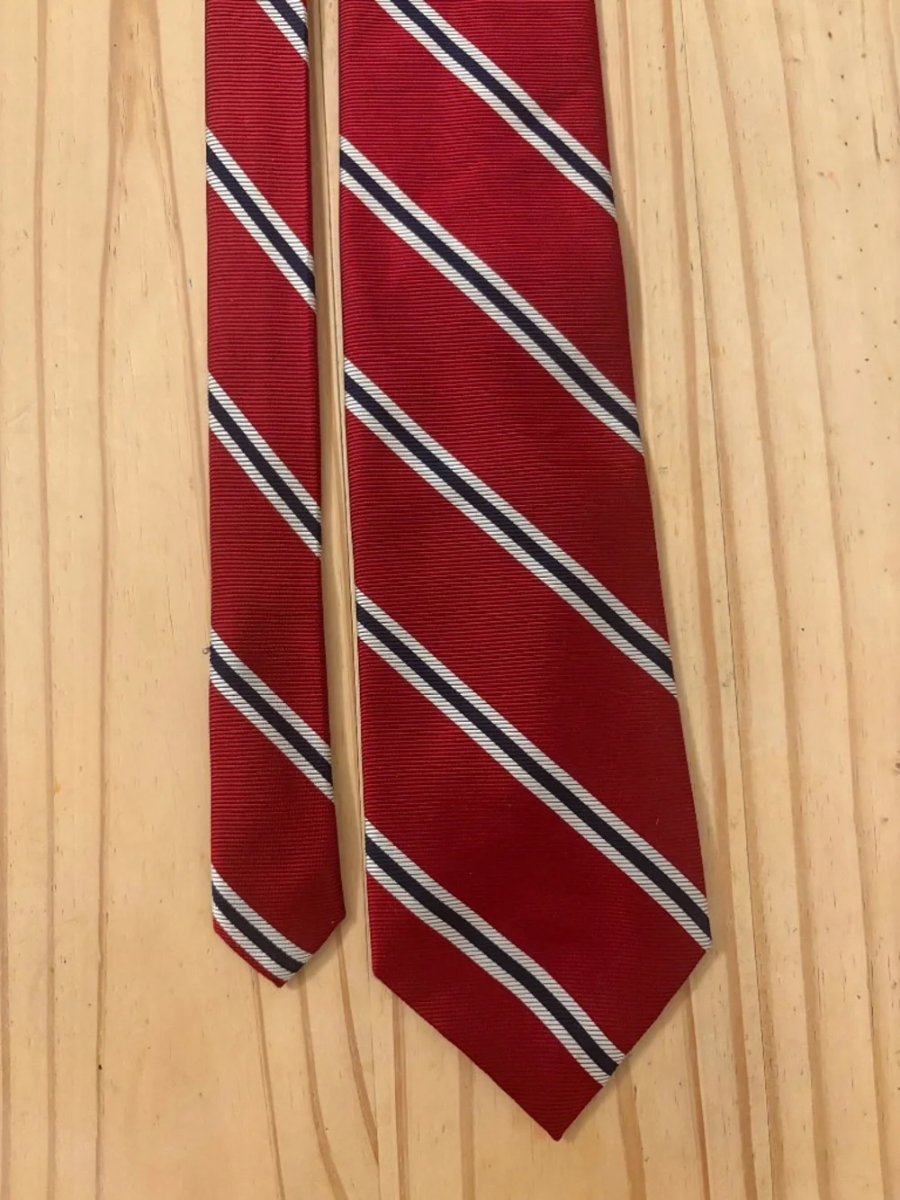 Vintage Rooster Red Navy Striped Silk Repp Tie